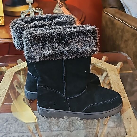 Rampage Black suede faux fur boots size 7 - Picture 5 of 7